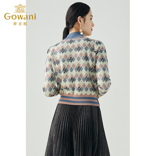 乔万尼秋冬新款羊毛撞色休闲舒适减龄设计感百搭立领套头毛衫ES4M413 商品图3