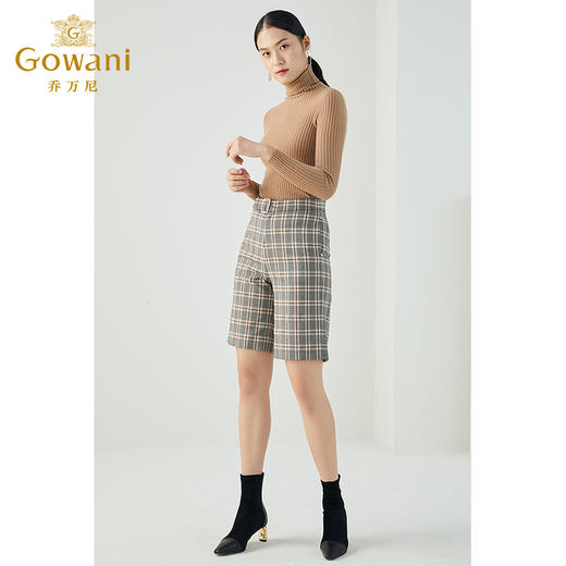 乔万尼秋冬新款帅气时尚显瘦显腿长精致英伦风设计感五分中裤ES4F428 商品图1