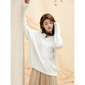 famecoco范可儿宽松韩系毛衣女秋冬外穿套头连帽针织衫F208DB025