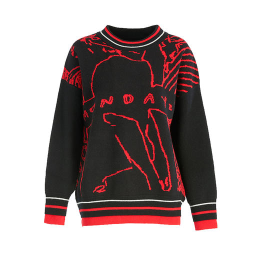 乔万尼秋冬新款纯羊毛时尚减龄休闲撞色设计感卫衣式连衣裙ES4M381 商品图4