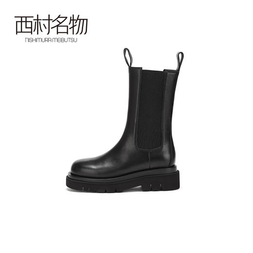西村名物2020冬季新款净版厚底潮流烟囱靴牛皮平底休闲女鞋X20DC41681 商品图1