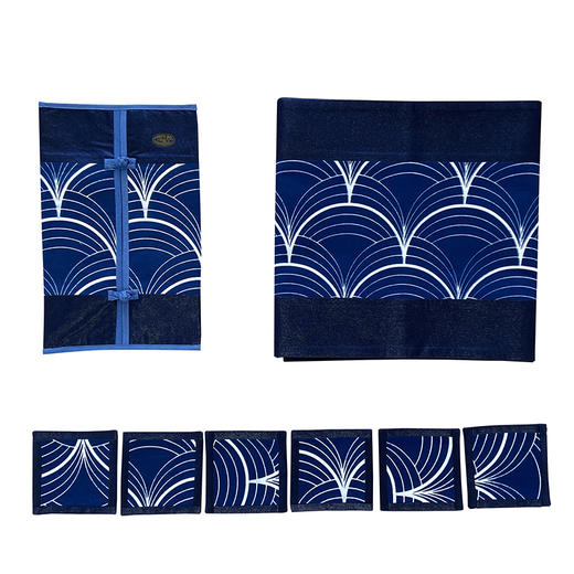 青云染·植物染手工蜡染茶席 拼接系列长款茶席 桌席 杯垫 纸巾袋 商品图3