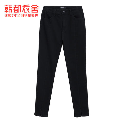 韩都衣舍2021春新款女弹力修身小脚显瘦加绒牛仔长裤PT9808 商品图3