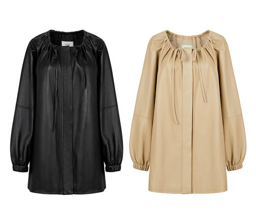 HIDEMI小羊皮抽绳设计感厚款大衣 商品图2