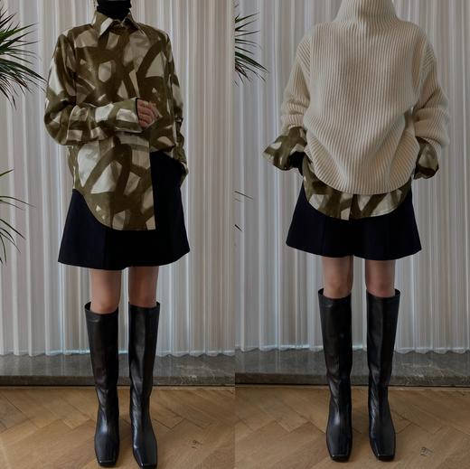 HIDEMI小羊皮女鞋经典小方头方跟长靴 商品图14