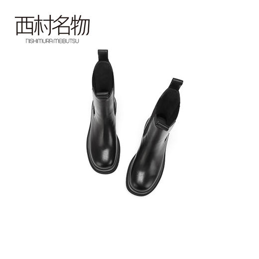 西村名物2020冬季新款净版厚底潮流烟囱靴牛皮平底休闲女鞋X20DC41681 商品图2