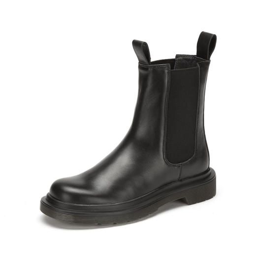 西村名物2020新款烟管靴烟囱靴牛皮革简约时尚牛皮低跟短靴X20DS41911 商品图3