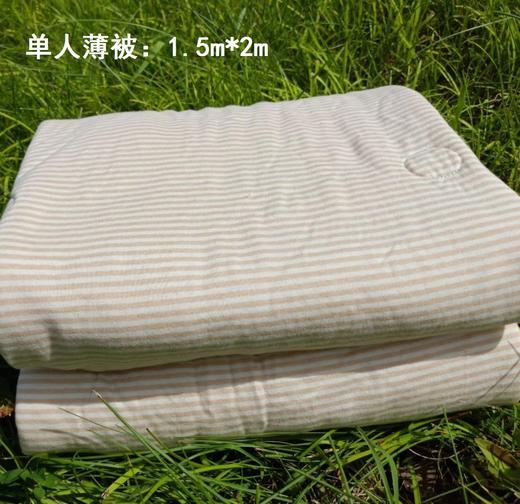 【自营】自然元素薄被（有机棉）（单人）1.5m*2m（约1.2kg）细条纹/宽条纹/素色棕 商品图0