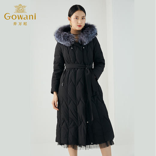 【两色可选】乔万尼秋冬新款防寒保暖可拆卸狐毛毛领加长版带帽修身羽绒服ES4T392 商品图3