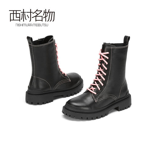 西村名物2020冬季新款净版潮流系带高街马丁靴圆头牛皮女靴X20DC42131 商品图4