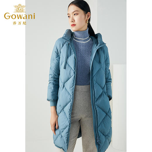 乔万尼秋冬新款保暖亲肤织带拼接简约设计宽松舒适中长款羽绒服ES4T369 商品图1