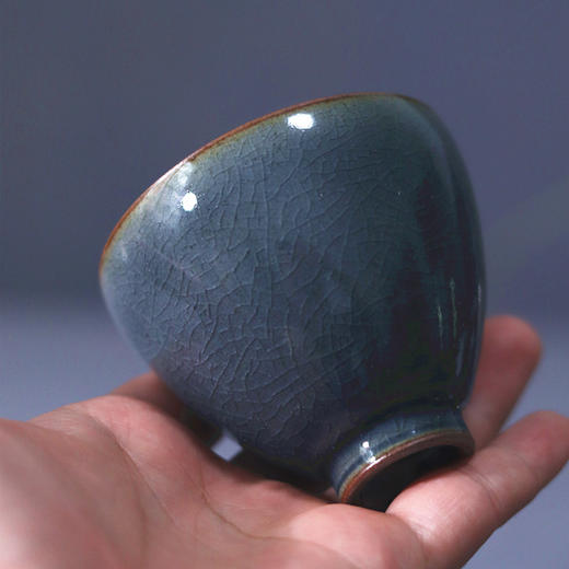 「景德镇手工霁青开片粗陶品茗杯」主人杯 功夫茶杯 茶碗 商品图2