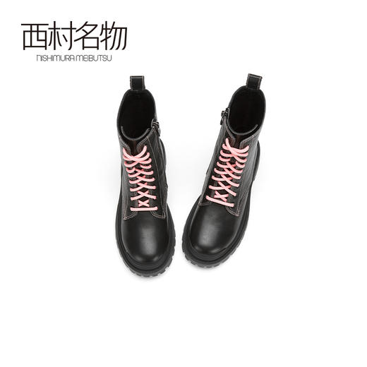 西村名物2020冬季新款净版潮流系带高街马丁靴圆头牛皮女靴X20DC42131 商品图3