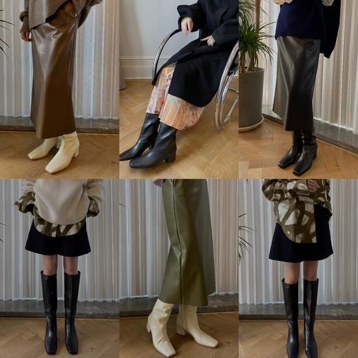 HIDEMI小羊皮女鞋经典小方头方跟长靴 商品图6