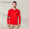 YvesFigarau伊夫·费嘉罗秋冬100%棉男士简约舒适修身透气商务休闲长袖T恤860916 商品缩略图0