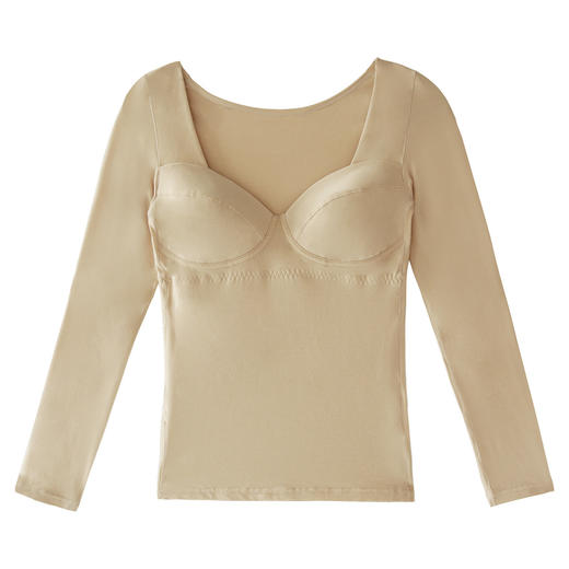 薄款德绒无痕保暖内衣上衣发热带胸垫冬季V领打底衫女士秋衣紧身 商品图2