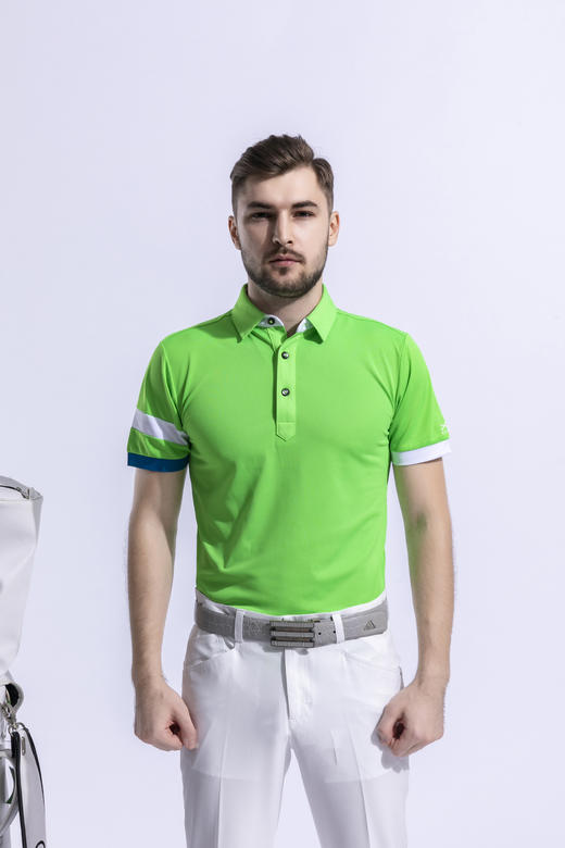 2022顺丰包邮<短袖 腕部条纹 白橙黑绿> 高尔夫服装 纯色男士短袖t恤 优质面料 帅气时尚男装GOLF球衣 商品图10