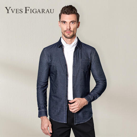 YvesFigarau伊夫·费嘉罗秋冬商务休闲简约舒适抗皱长袖衬衫862306 商品图0