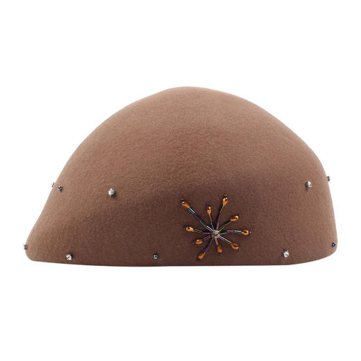 JSYP-冬季新款时尚手缝水钻钉珠礼帽韩版复古优雅羊毛呢贝雷帽 商品图4