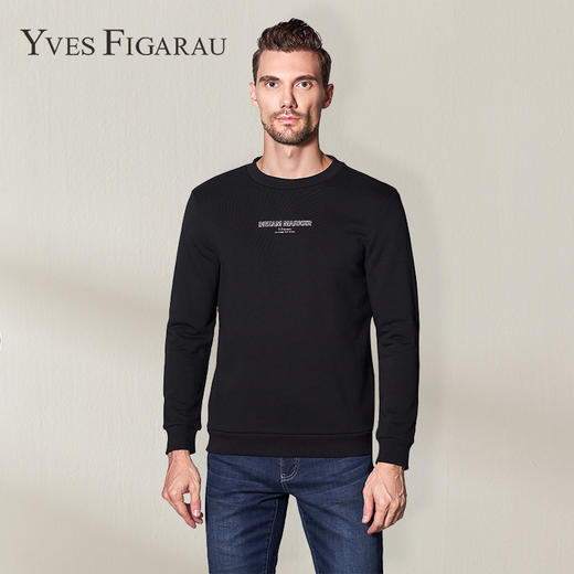 YvesFigarau伊夫·费嘉罗秋冬男士简约舒适修身透气商务休闲长袖T恤860914 商品图1