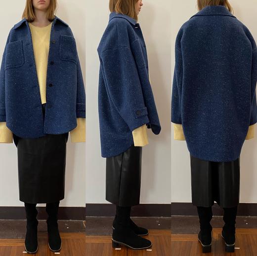 HIDEMI日本加厚粗花呢口袋设计感衬衫式羊毛大衣 商品图14