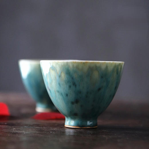 「景德镇全手工窑变翡翠绿釉中号主人杯」陶瓷功夫品茗杯 茶杯开片可养 商品图7