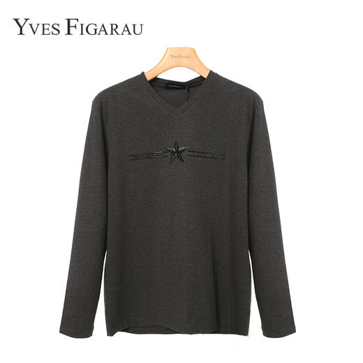YvesFigarau伊夫·费嘉罗秋冬男士简约舒适修身透气打底商务休闲长袖T恤860908 商品图1