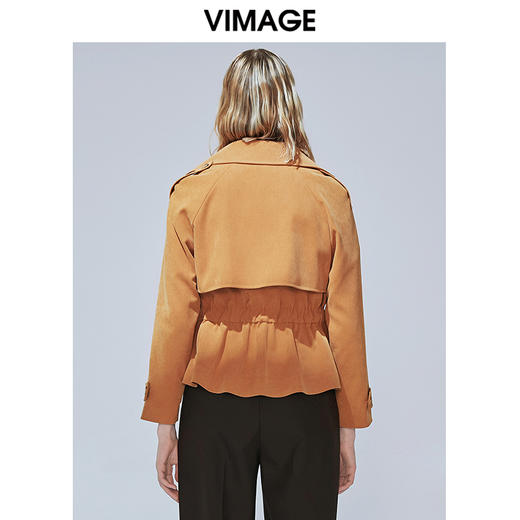 VIMAGE纬漫纪品牌女装冬款经典翻领收腰显瘦风衣短外套V1403016 商品图4