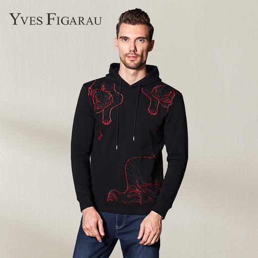 YvesFigarau伊夫·费嘉罗秋冬男士简约舒适商务职场带帽休闲卫衣860918 商品图0