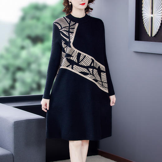AHM  xfs8020时尚气质宽松显瘦中长款针织毛衣裙【限量】 商品图1