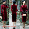 SYK-281039冬季新款时尚改良蕾丝丝绒拼接中长款旗袍 商品缩略图1