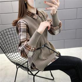 P-02-8新款时尚洋气减龄针织两件套