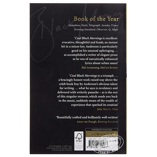 预售 【中商原版】布雷特·安德森：漆黑清晨 豆瓣阅读  英文原版 Coal Black Mornings 自传 Brett Anderson 商品图1
