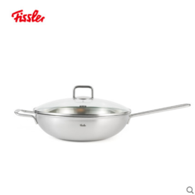 德国菲仕乐家用厨房电磁炉燃气通用乔伊中式炒锅玻璃盖单柄大口径