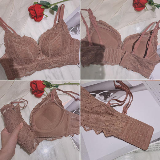 内衣女小胸聚拢上托加厚款无钢圈性感文胸收副乳调整型防下垂胸罩七夕情人节 商品图3