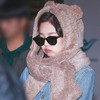 Jennie同款小熊围巾帽子一体女秋冬毛绒加厚保暖可爱围脖套装学生 商品缩略图2