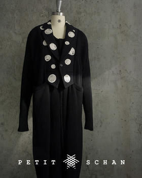 【双倍积分】PETIT SCHAN小闪 CLO#008 Overdyed 重生 涂鸦波点假两件翻立领两穿日本材质针梭拼接大衣