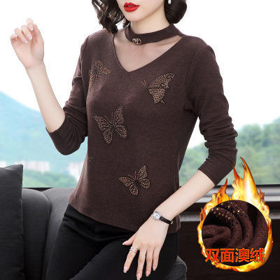 YH-4.e237-922339秋冬新款蕾丝加绒打底衫 商品图1