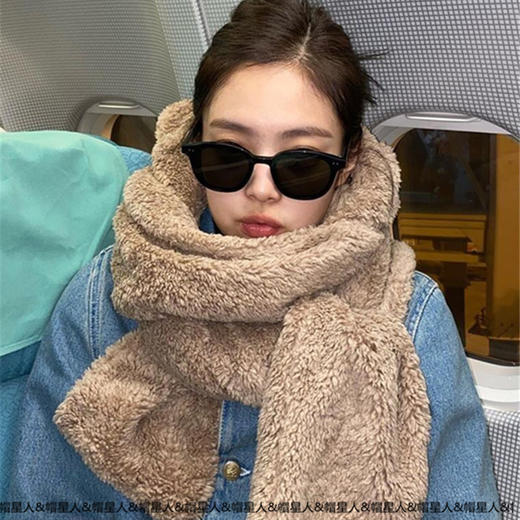 Jennie同款小熊围巾帽子一体女秋冬毛绒加厚保暖可爱围脖套装学生 商品图1