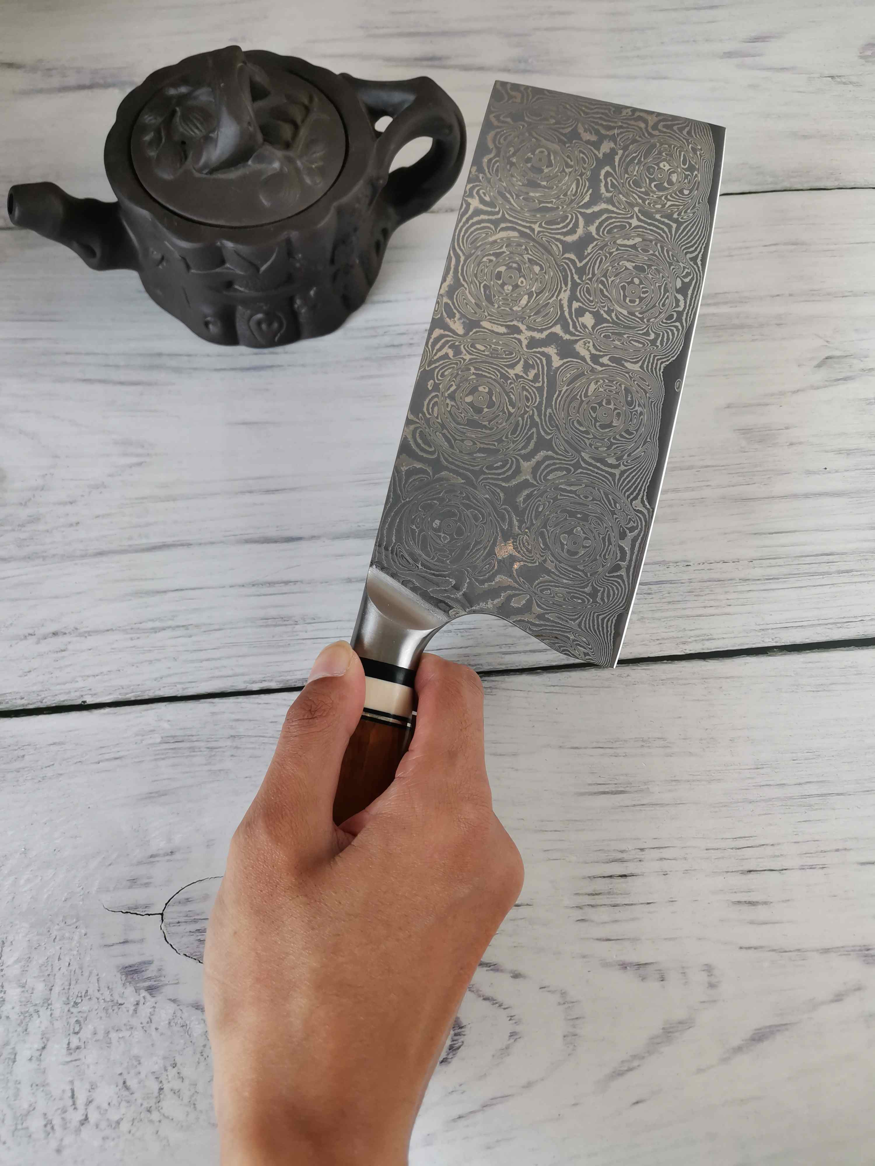 大玫瑰纹大马士革钢厨刀切片刀双十一特价