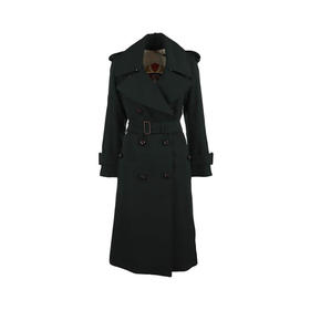 BURBERRY 巴宝莉 女士大翻领羊毛华达呢风衣 深绿色 8003620 A1277