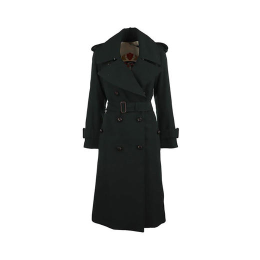 BURBERRY 巴宝莉 女士大翻领羊毛华达呢风衣 深绿色 8003620 A1277 商品图0