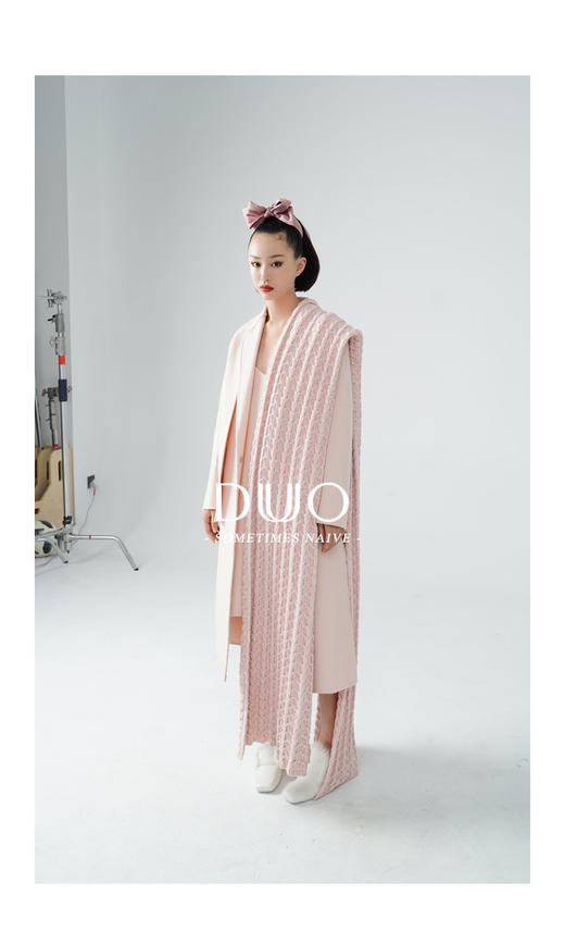 黑标系列淡粉粉双面羊毛定制优雅外套组合吊带连衣裙 商品图0