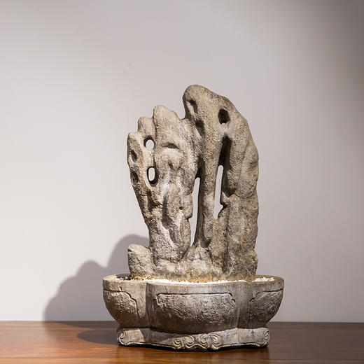 清海棠形石盆太湖石