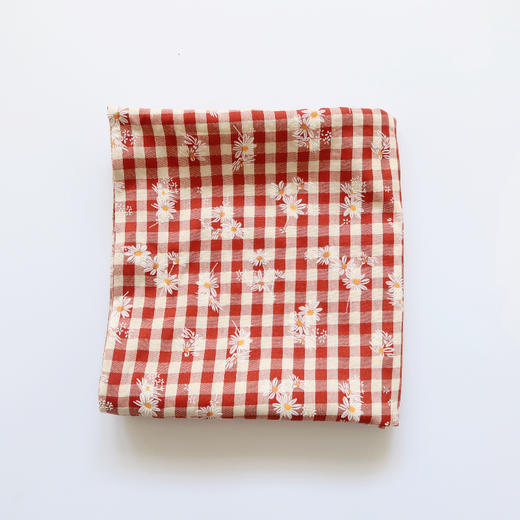 HUJI祤集薄款长围巾插画格纹小雏菊 商品图0