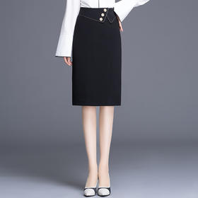 KPZ-KPJX92066半身裙女秋冬季高腰中长款包臀裙显瘦开叉一步裙职业包裙