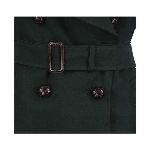 BURBERRY 巴宝莉 女士大翻领羊毛华达呢风衣 深绿色 8003620 A1277 商品图3