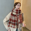 韩版圣诞红双面格子围巾女秋冬季百搭长款加厚学生可爱网红围脖七夕情人节 商品缩略图2