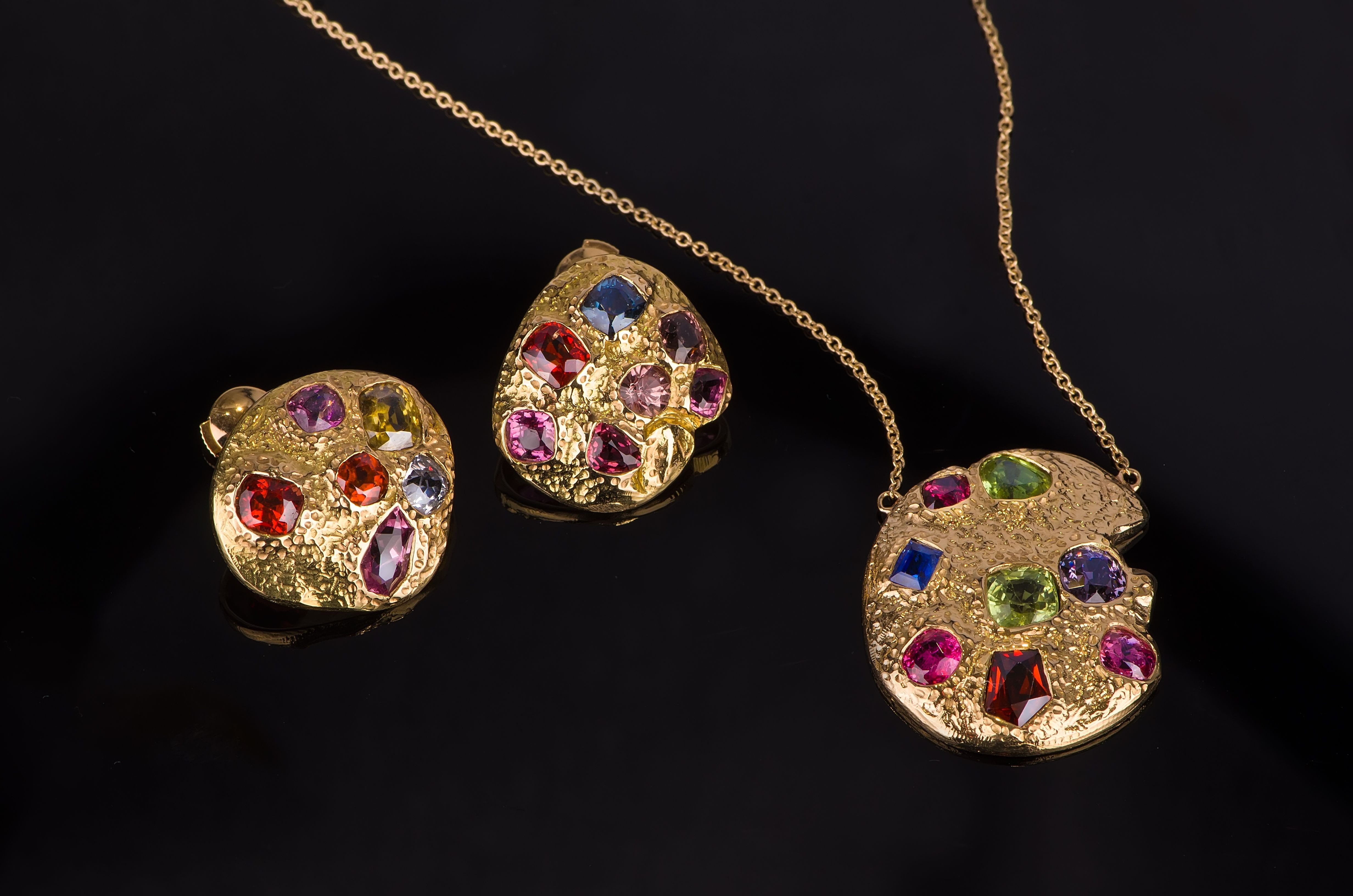 现货已售需定制angiebella18k金尖晶石吊坠耳钉戒指