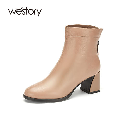 westory商场专柜同款切尔西靴英伦风2020新款秋冬漆皮高跟短筒靴女S20DS80421 商品图0